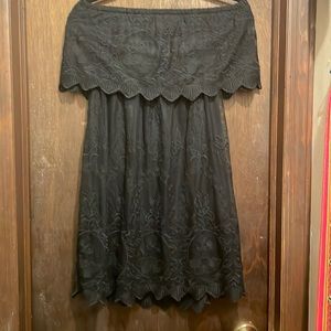 Express black strapless lace dress